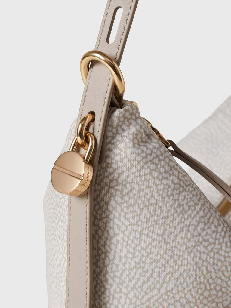 Op Recycled fabric and Leather Shoulder bag - PRIVE BUCKET BAG MEDIUM - Borbonese