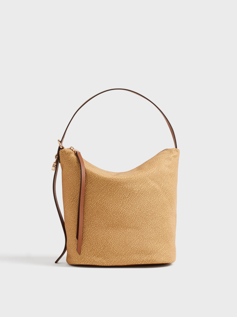 Borsa a spalla in tessuto Op e pelle - PRIVE SECCHIELLO MEDIUM - Borbonese