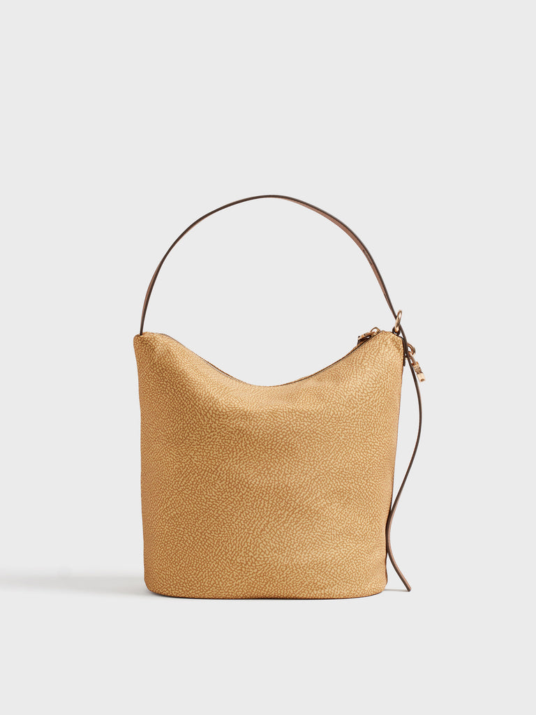 Borsa a spalla in tessuto Op e pelle - PRIVE SECCHIELLO MEDIUM - Borbonese