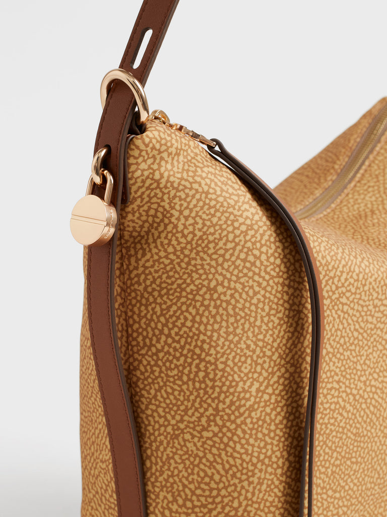 Borsa a spalla in tessuto Op e pelle - PRIVE SECCHIELLO MEDIUM - Borbonese