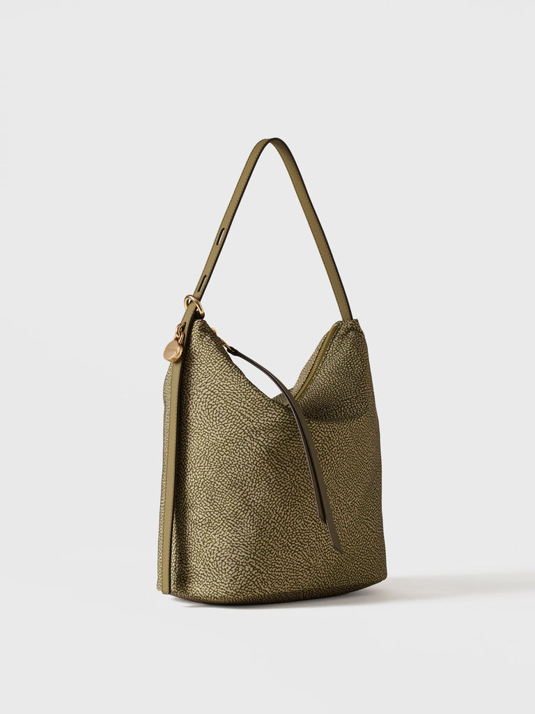 Op Recycled fabric and Leather Shoulder bag - PRIVE BUCKET BAG MEDIUM - Borbonese
