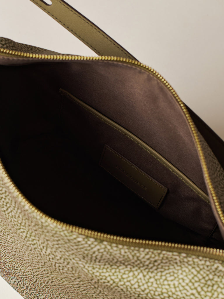 Borsa a spalla in Tessuto riciclato Op e Pelle - PRIVE SECCHIELLO MEDIUM - Borbonese
