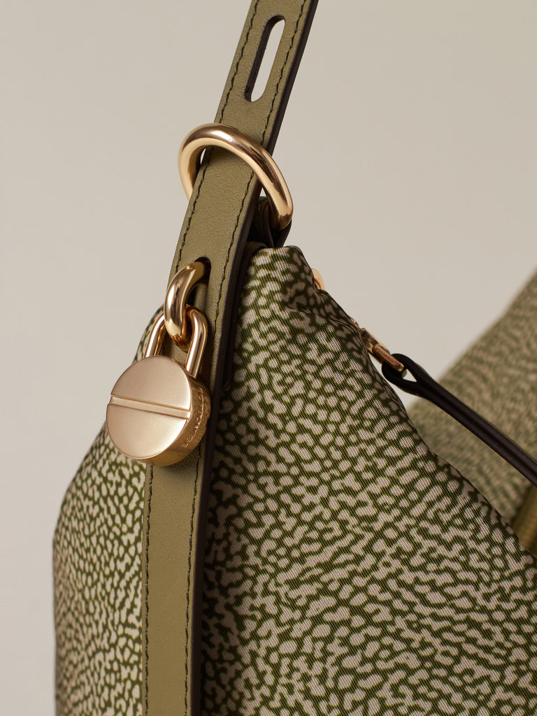 Borsa a spalla in Tessuto riciclato Op e Pelle - PRIVE SECCHIELLO MEDIUM - Borbonese