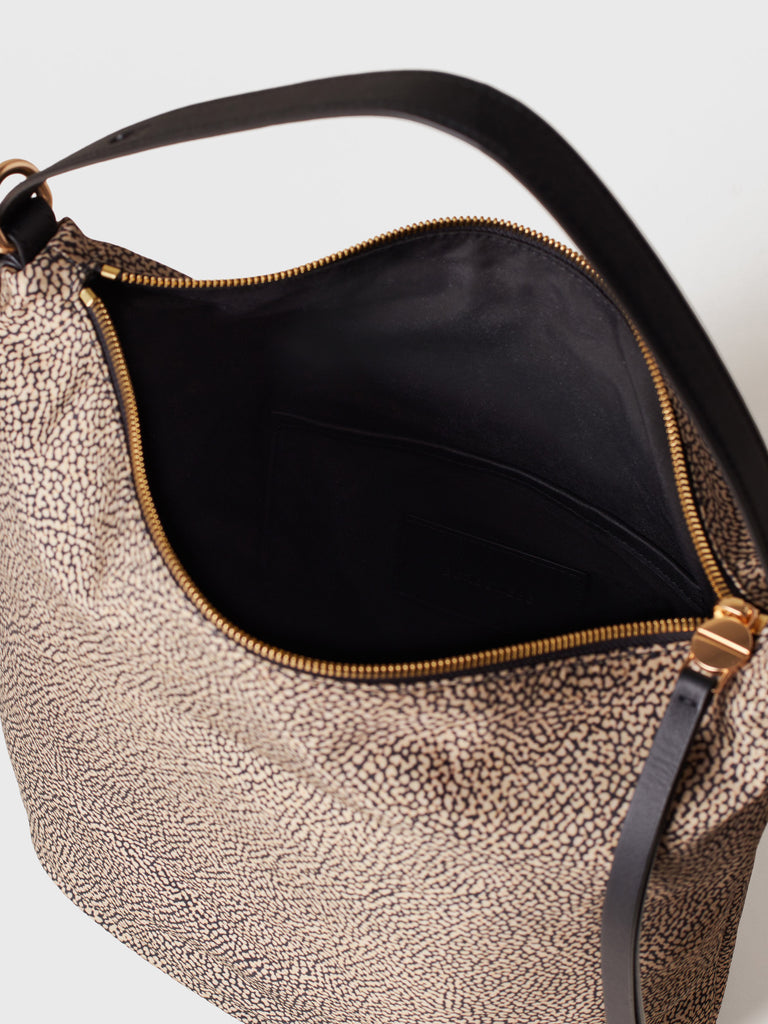 Borsa a spalla in Tessuto riciclato Op e Pelle - PRIVE SECCHIELLO MEDIUM - Borbonese