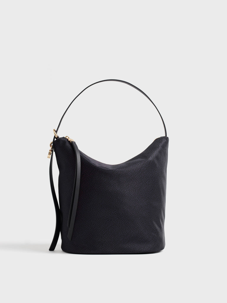 Borsa a spalla in tessuto Op e pelle - PRIVE SECCHIELLO MEDIUM - Borbonese