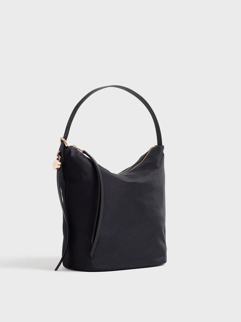 Borsa a spalla in tessuto Op e pelle - PRIVE SECCHIELLO MEDIUM - Borbonese