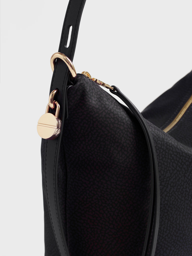 Borsa a spalla in tessuto Op e pelle - PRIVE SECCHIELLO MEDIUM - Borbonese