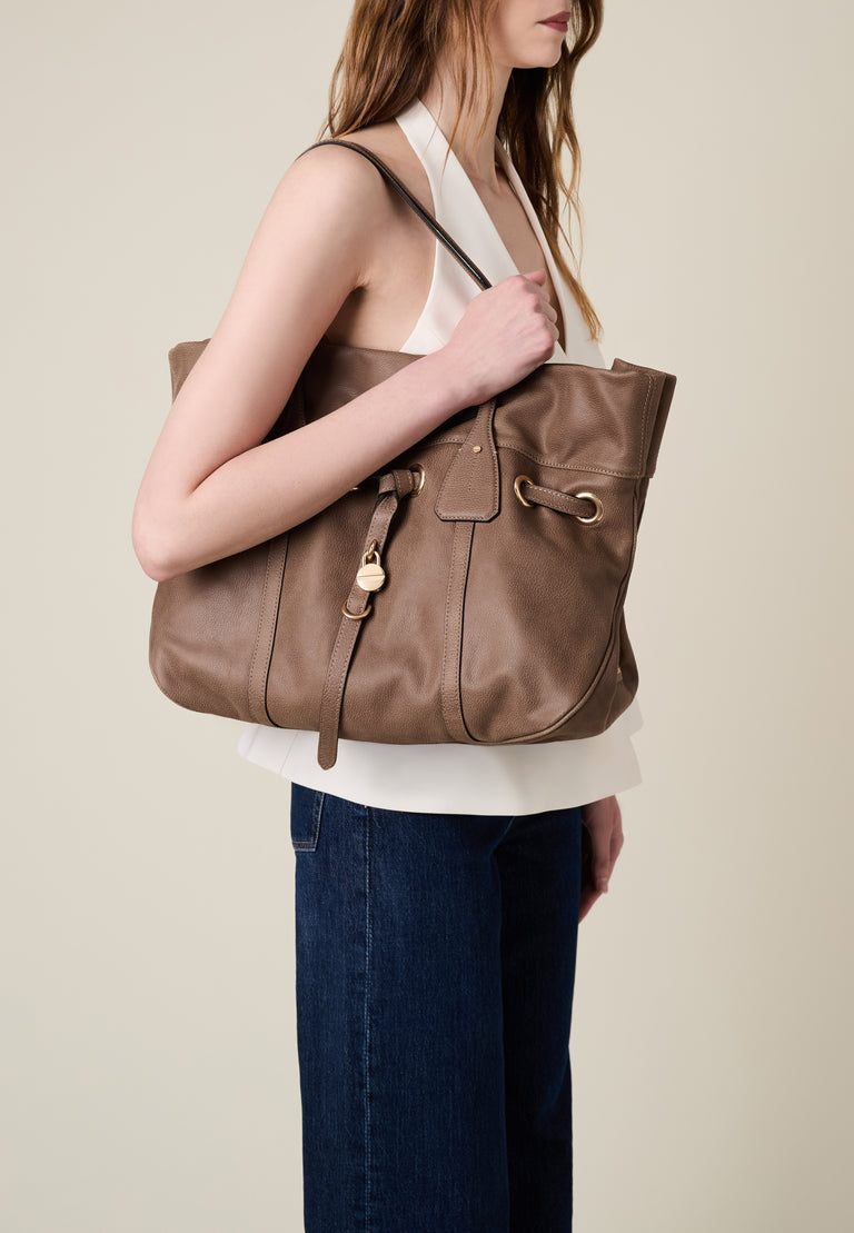 Leather shoulder bag - PRIVE SHOPPING BAG LARGE - Borbonese