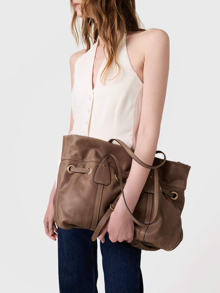 Leather shoulder bag - PRIVE SHOPPING BAG LARGE - Borbonese