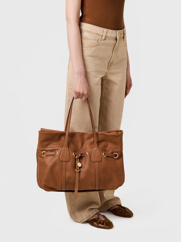 Leather shoulder bag - PRIVE SHOPPING BAG LARGE - Borbonese
