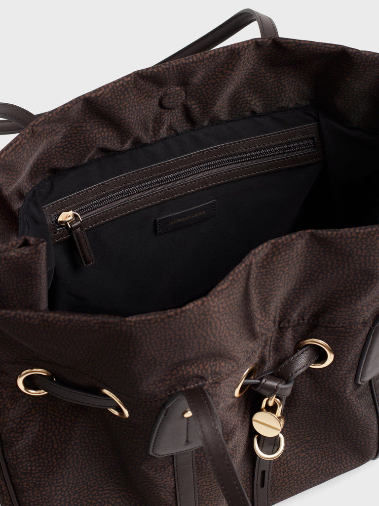 Borsa a spalla in tessuto Op e pelle - PRIVE BORSA SHOPPING LARGE - Borbonese