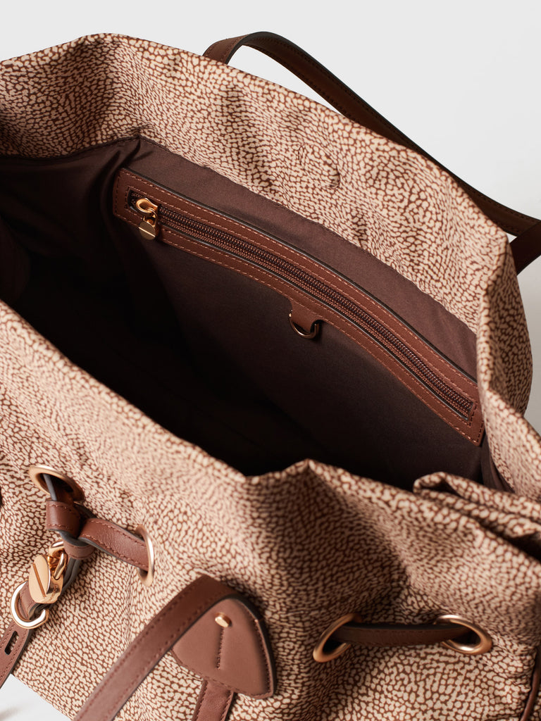 Borsa a spalla in Tessuto riciclato Op e Pelle - PRIVE BORSA SHOPPING LARGE  - Borbonese