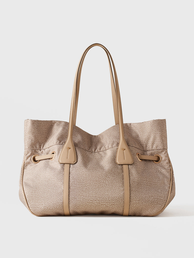 Borsa a spalla in Tessuto riciclato Op e Pelle - PRIVE BORSA SHOPPING LARGE  - Borbonese