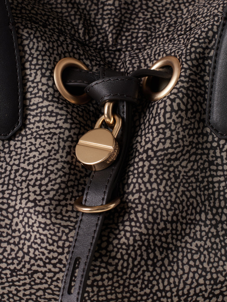 Borsa a spalla in tessuto riciclato Op e pelle - PRIVE BORSA SHOPPING LARGE - Borbonese