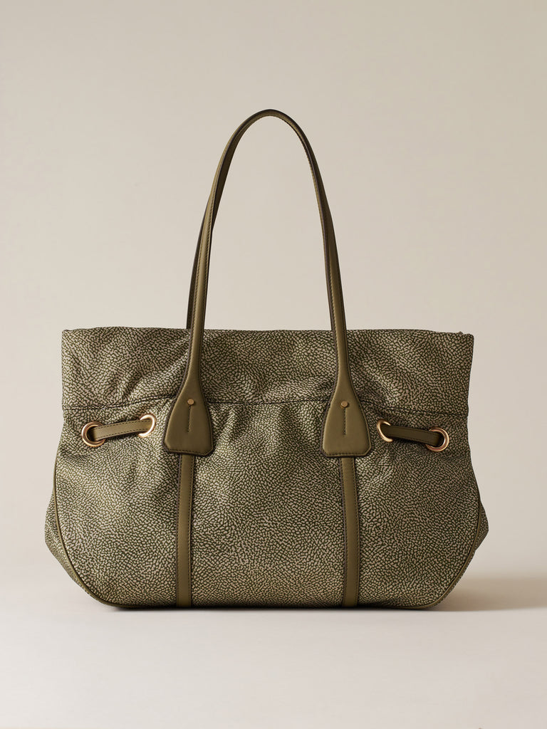 Borsa a spalla in Tessuto riciclato Op e Pelle - PRIVE BORSA SHOPPING LARGE  - Borbonese