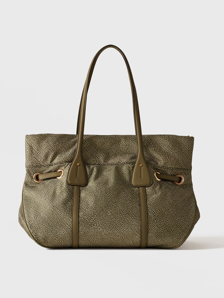 Borsa a spalla in Tessuto riciclato Op e Pelle - PRIVE BORSA SHOPPING LARGE  - Borbonese