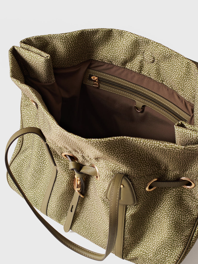 Borsa a spalla in Tessuto riciclato Op e Pelle - PRIVE BORSA SHOPPING LARGE  - Borbonese