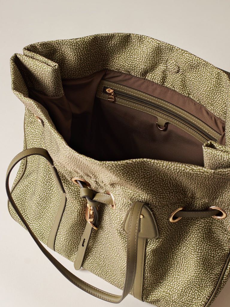 Borsa a spalla in Tessuto riciclato Op e Pelle - PRIVE BORSA SHOPPING LARGE  - Borbonese