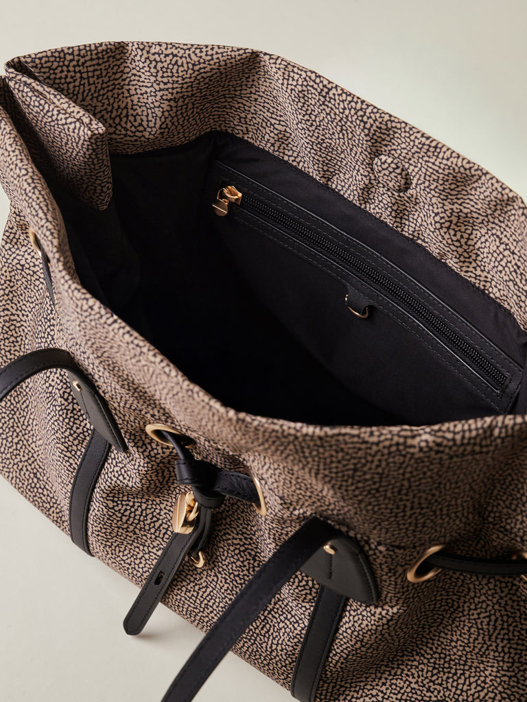 Borsa a spalla in Tessuto riciclato Op e Pelle - PRIVE BORSA SHOPPING LARGE  - Borbonese