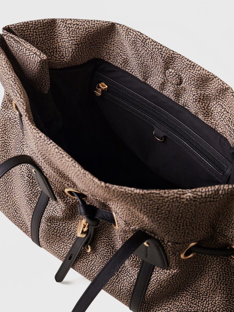 Op Recycled fabric and Leather Shoulder bag - PRIVE SHOPPING BAG LARGE - Borbonese