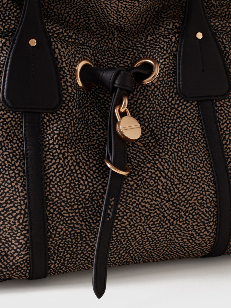 Op Recycled fabric and Leather Shoulder bag - PRIVE SHOPPING BAG LARGE - Borbonese