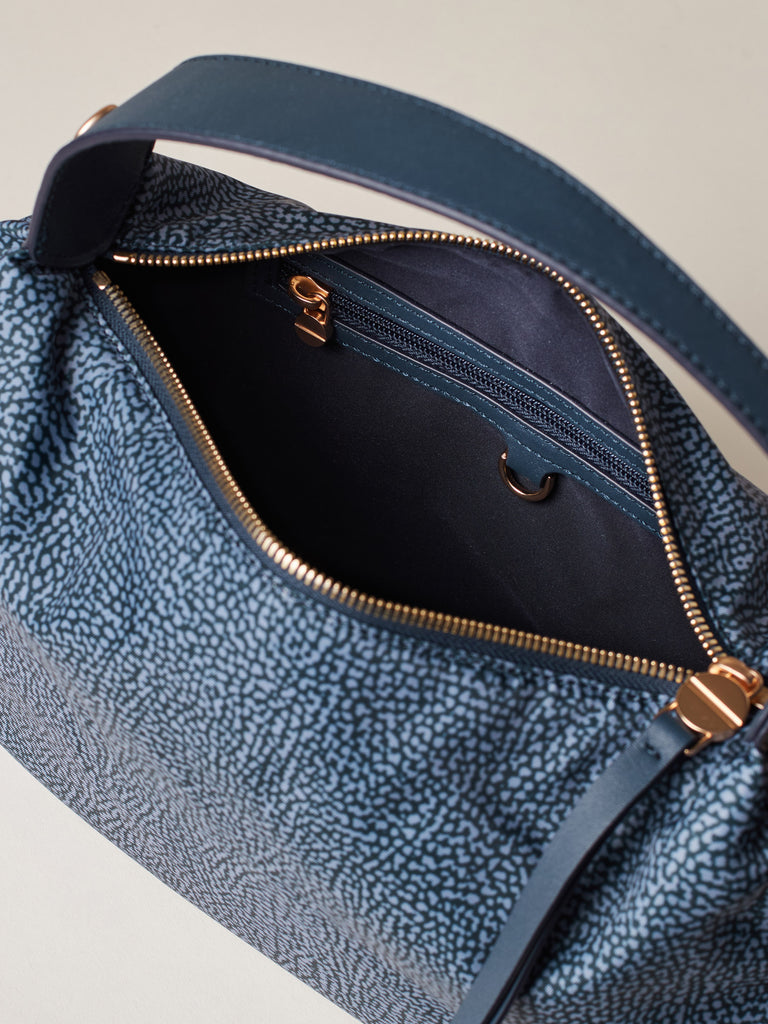 Op Recycled fabric and Leather Handbag - PRIVE HOBO BAG SMALL - Borbonese