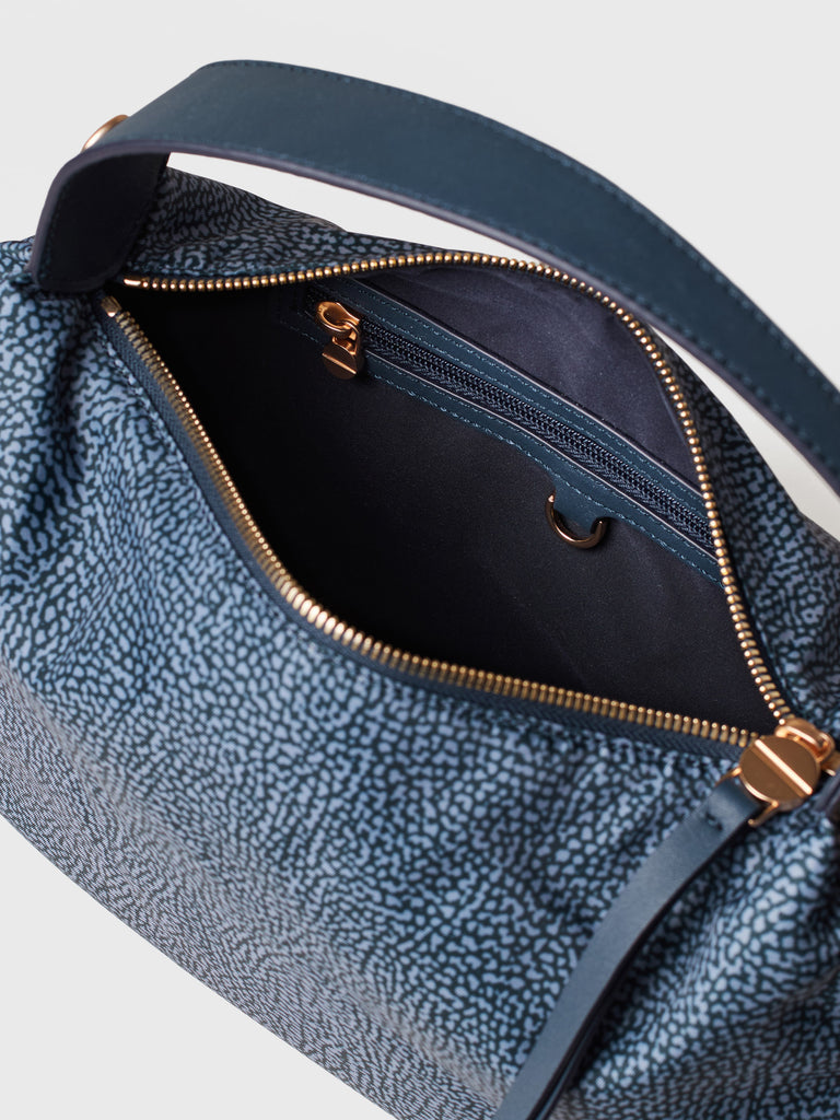 Op Recycled fabric and Leather Handbag - PRIVE HOBO BAG SMALL - Borbonese