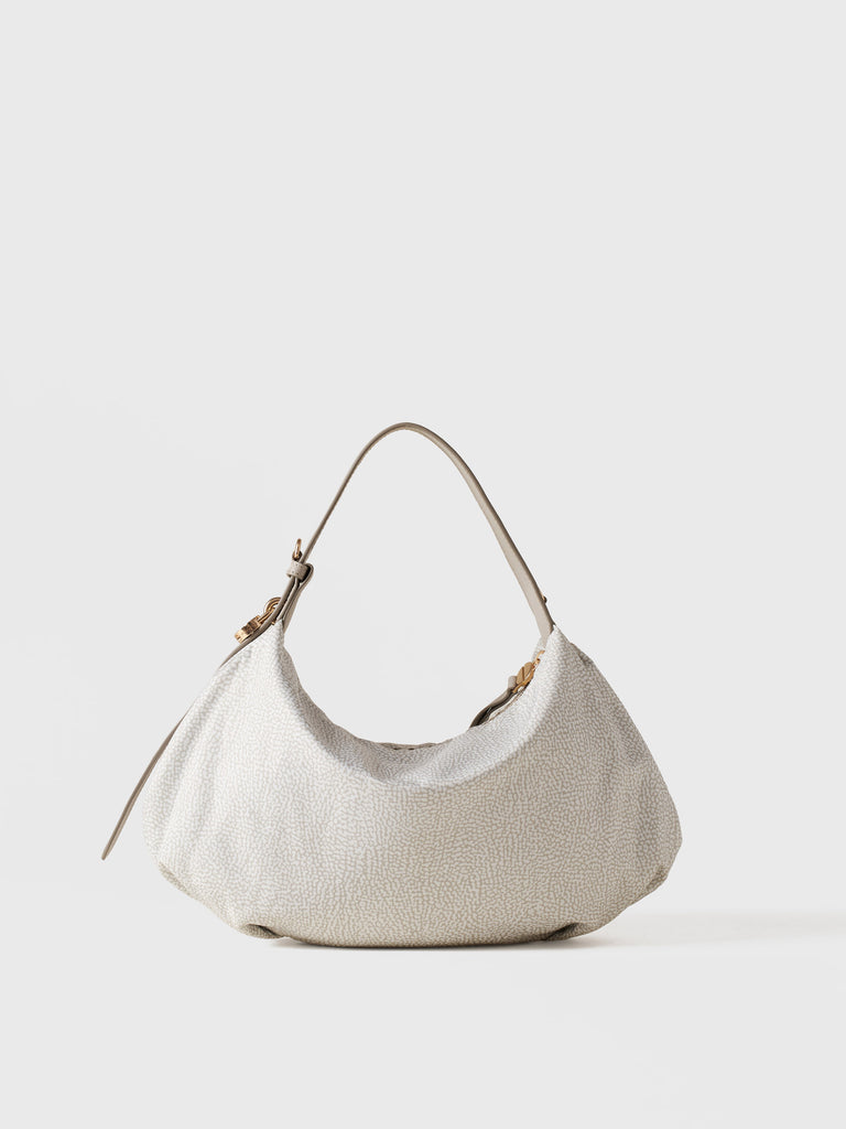 Op Recycled fabric and Leather Handbag - PRIVE HOBO BAG SMALL - Borbonese