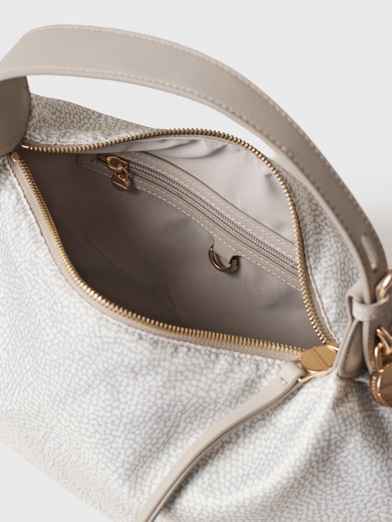 Op Recycled fabric and Leather Handbag - PRIVE HOBO BAG SMALL - Borbonese