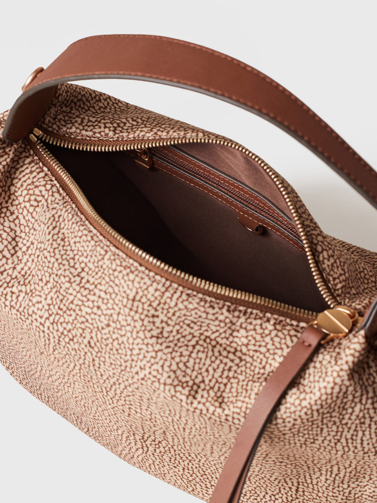 Op Recycled fabric and Leather Handbag - PRIVE HOBO BAG SMALL - Borbonese