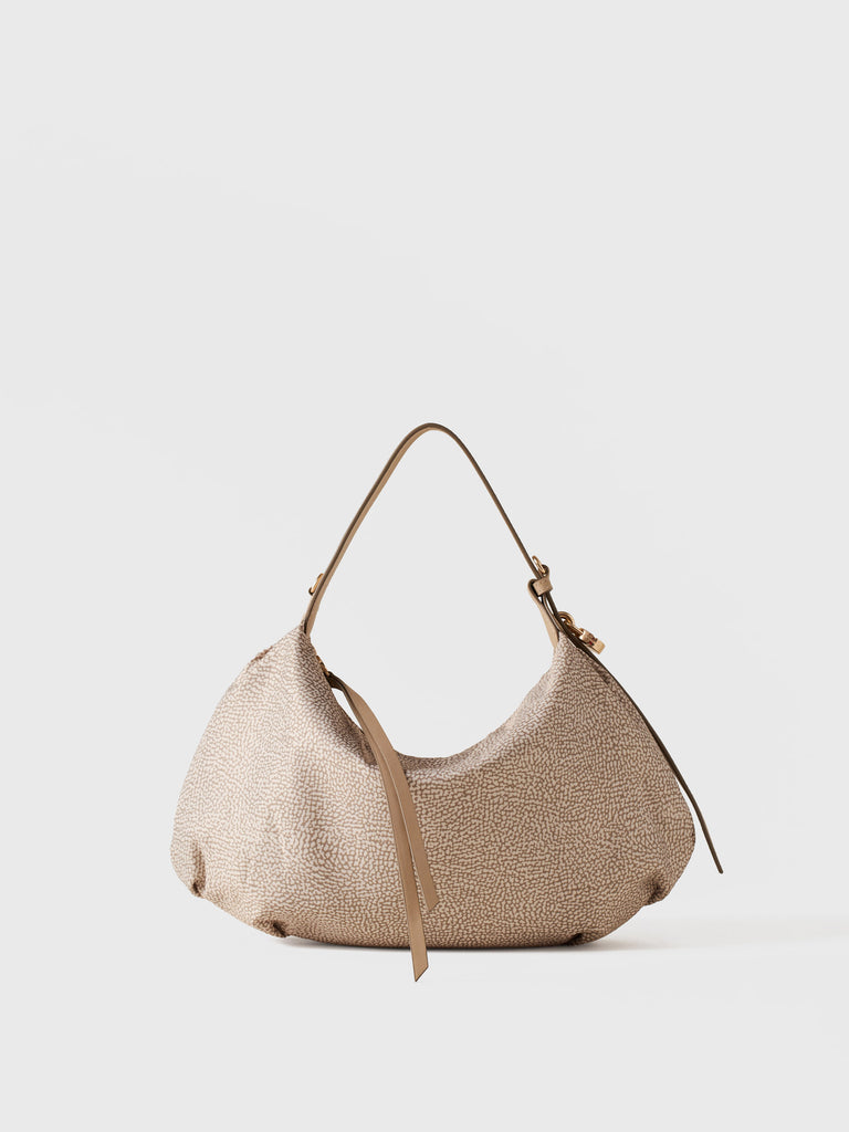 Borsa a mano in Tessuto riciclato Op e Pelle - PRIVE BORSA HOBO SMALL - Borbonese