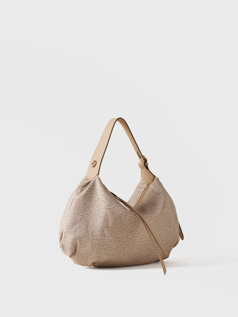 Borsa a mano in Tessuto riciclato Op e Pelle - PRIVE BORSA HOBO SMALL - Borbonese