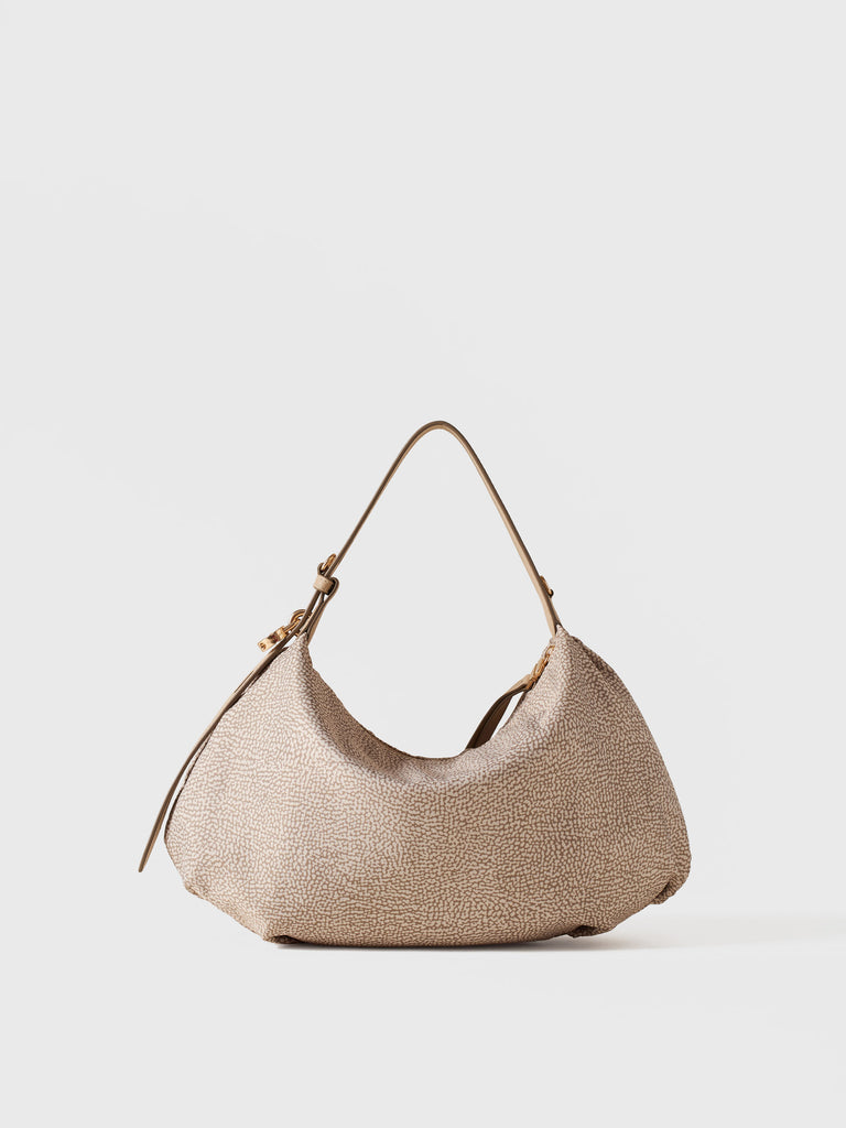 Borsa a mano in Tessuto riciclato Op e Pelle - PRIVE BORSA HOBO SMALL - Borbonese