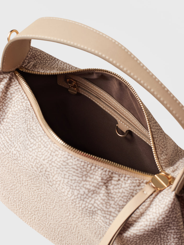 Borsa a mano in Tessuto riciclato Op e Pelle - PRIVE BORSA HOBO SMALL - Borbonese