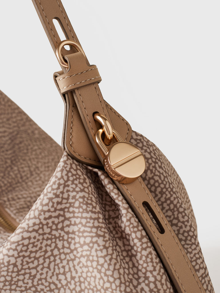 Borsa a mano in Tessuto riciclato Op e Pelle - PRIVE BORSA HOBO SMALL - Borbonese