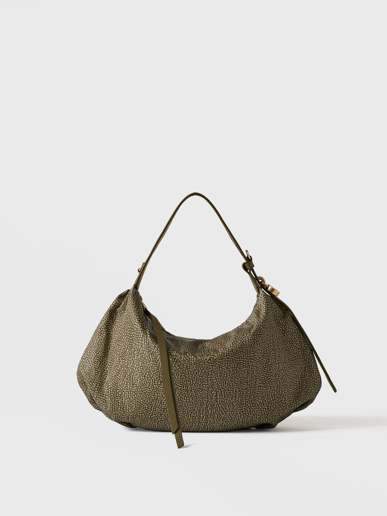 Borsa a mano in Tessuto riciclato Op e Pelle - PRIVE BORSA HOBO SMALL - Borbonese