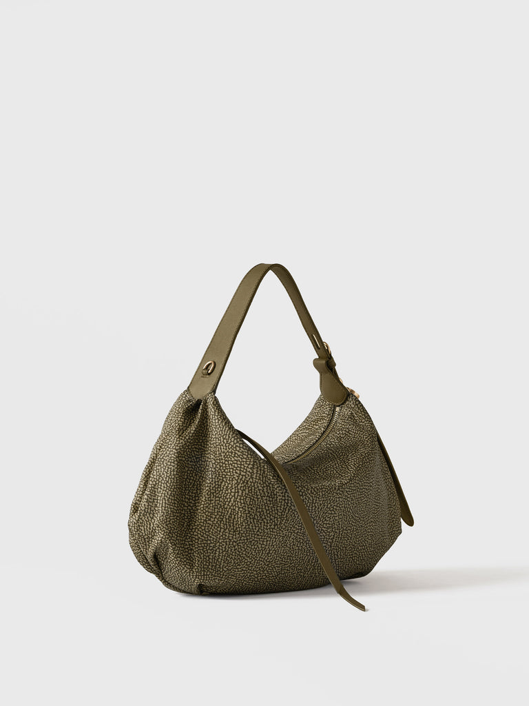 Borsa a mano in Tessuto riciclato Op e Pelle - PRIVE BORSA HOBO SMALL - Borbonese