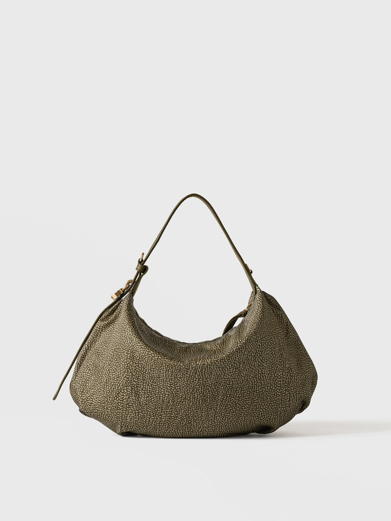 Borsa a mano in Tessuto riciclato Op e Pelle - PRIVE BORSA HOBO SMALL - Borbonese
