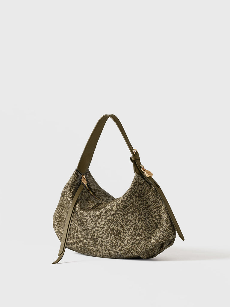 Borsa a mano in Tessuto riciclato Op e Pelle - PRIVE BORSA HOBO SMALL - Borbonese