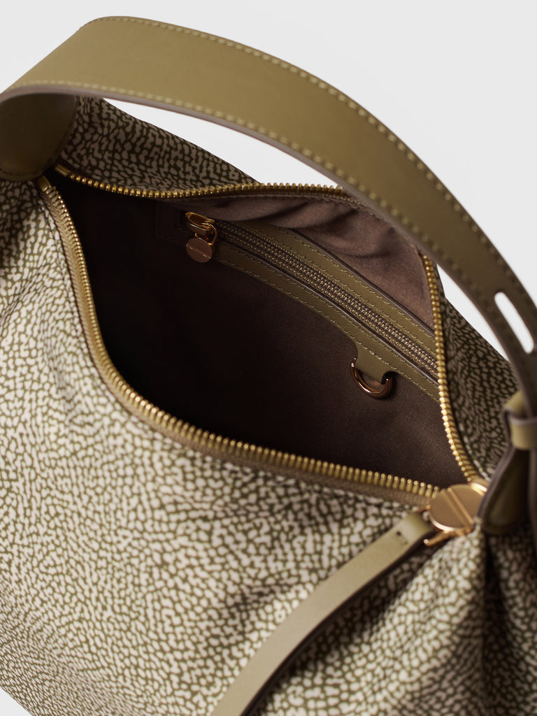 Borsa a mano in Tessuto riciclato Op e Pelle - PRIVE BORSA HOBO SMALL - Borbonese