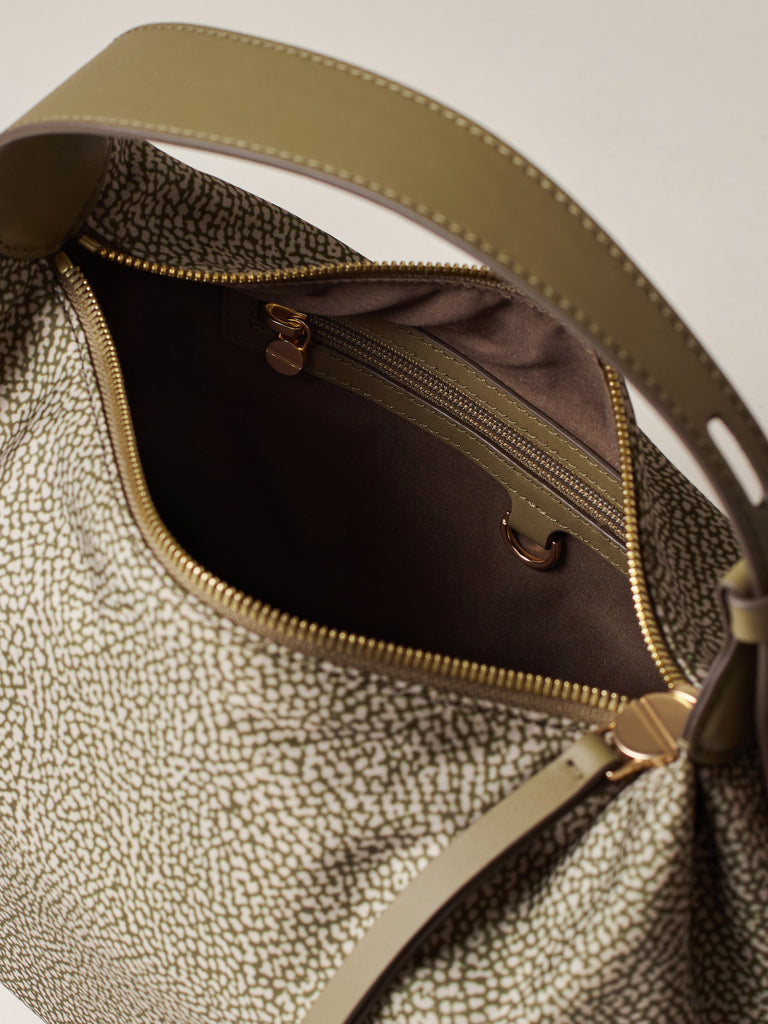 Op Recycled fabric and Leather Handbag - PRIVE HOBO BAG SMALL - Borbonese