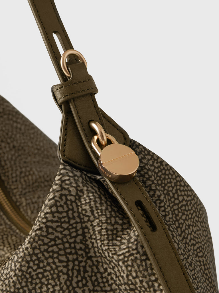 Borsa a mano in Tessuto riciclato Op e Pelle - PRIVE BORSA HOBO SMALL - Borbonese