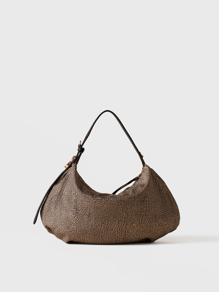 Borsa a mano in Tessuto riciclato Op e Pelle - PRIVE BORSA HOBO SMALL - Borbonese