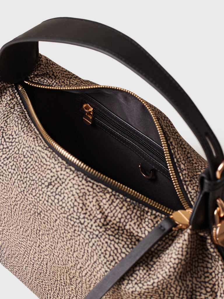 Borsa a mano in Tessuto riciclato Op e Pelle - PRIVE BORSA HOBO SMALL - Borbonese