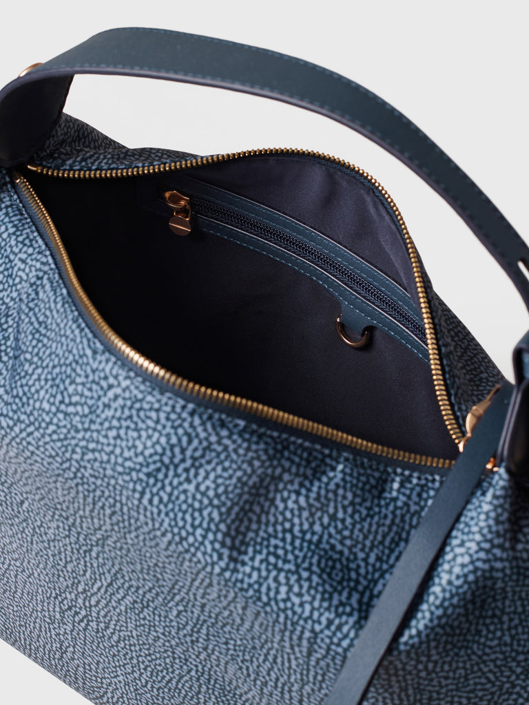 Borsa a spalla in Tessuto riciclato Op e Pelle - PRIVE BORSA HOBO MEDIUM - Borbonese