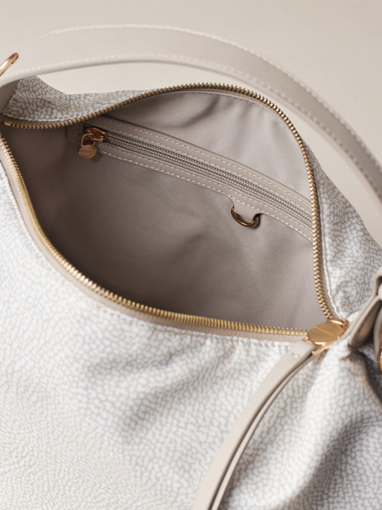 Borsa a spalla in Tessuto riciclato Op e Pelle - PRIVE BORSA HOBO MEDIUM - Borbonese
