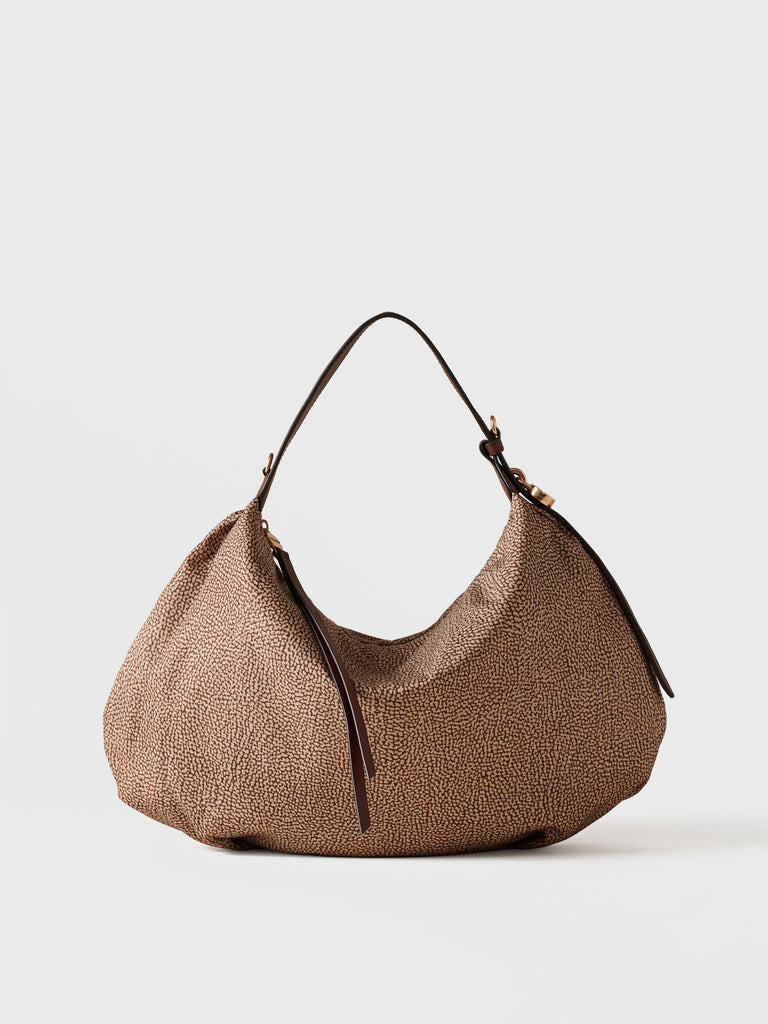 Borsa a spalla in Tessuto riciclato Op e Pelle - PRIVE BORSA HOBO MEDIUM - Borbonese