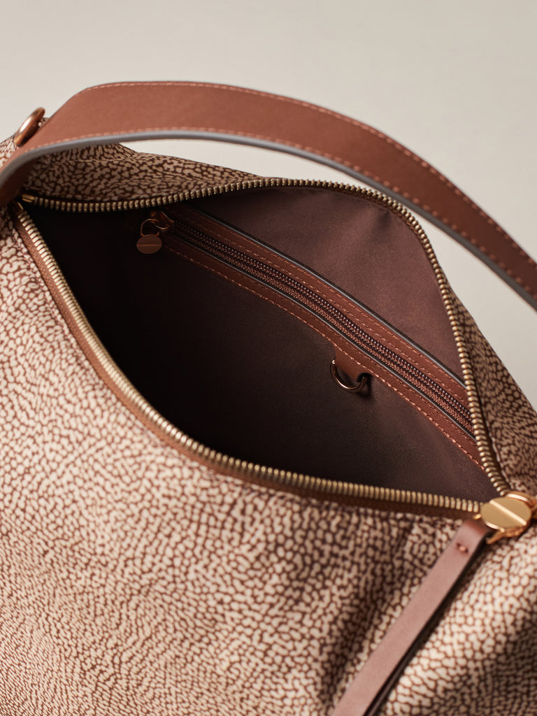 Op Recycled Fabrica and Leather shoulder bag - PRIVE HOBO BAG MEDIUM - Borbonese