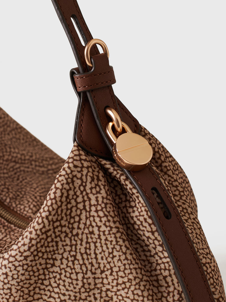 Borsa a spalla in Tessuto riciclato Op e Pelle - PRIVE BORSA HOBO MEDIUM - Borbonese