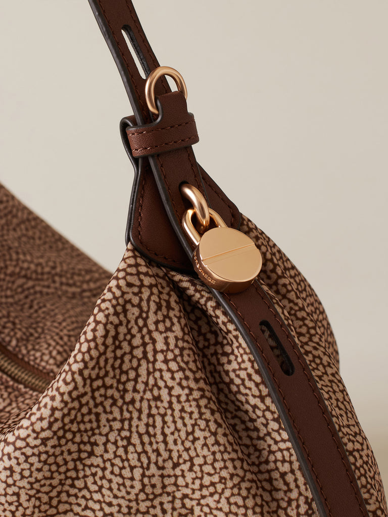Op Recycled Fabrica and Leather shoulder bag - PRIVE HOBO BAG MEDIUM - Borbonese